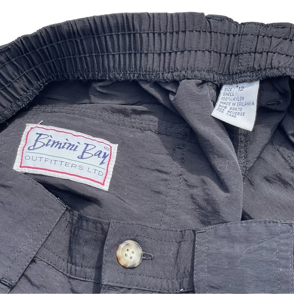 BIKINI BAY Y2K Black Nylon High Waisted Bikini Cover Up Swim Cargo Shorts Sz 12 - Picture 3 of 8